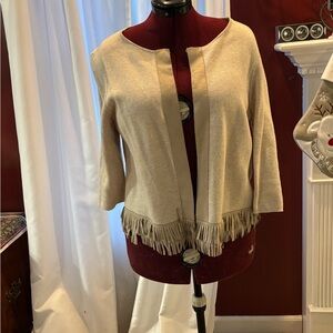 Chico's Beige Fringe Cardigan